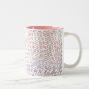 Caneca De Café Em Dois Tons Zebra Rosa e White Chevron
