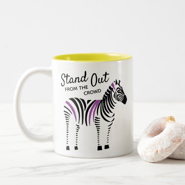 Caneca De Café Em Dois Tons Zebra sai da citação da multidão (Com Donut)