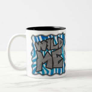 Caneca De Café Em Dois Tons Zebra Silhouette Blue e White Design