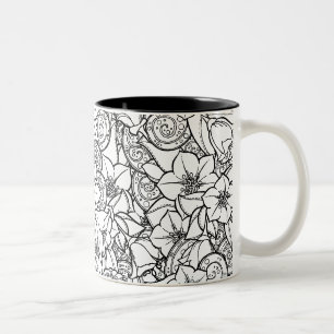 Caneca De Café Em Dois Tons Zendoodle florido