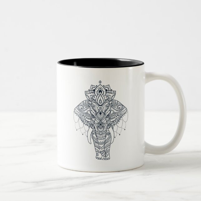 Caneca De Café Em Dois Tons Zentangle inspirou o elefante (Direita)