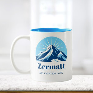 Caneca De Café Em Dois Tons Zermatt Matterhorn Suiça ski souvenir