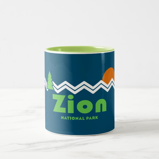 Caneca De Café Em Dois Tons Zion National Park Retro (Centro)