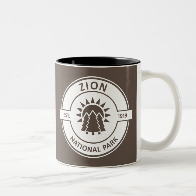 Caneca De Café Em Dois Tons Zion National Park Sun Trees (Direita)