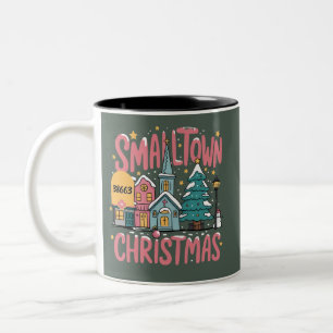 Caneca De Café Em Dois Tons Zipcode Personalizado Natal Pequena Cidade Rosa