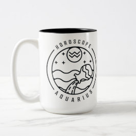 Caneca De Café Em Dois Tons Zodiac AQUARIUS Horoscope Design