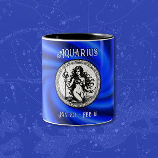 Caneca De Café Em Dois Tons Zodiac Blue Galaxy Aquarius Mug