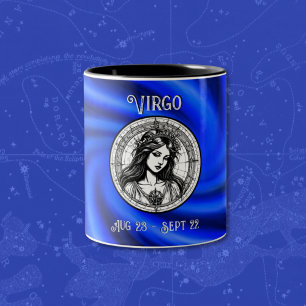 Caneca De Café Em Dois Tons Zodiac Blue Galaxy Virgo Mug