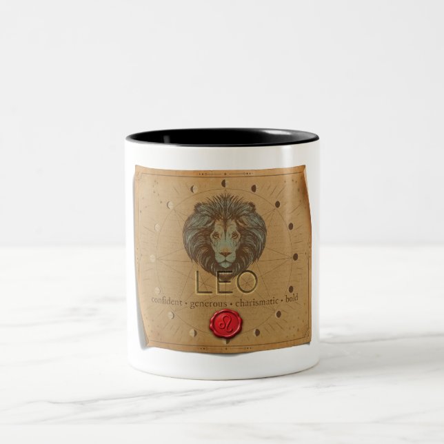 Caneca De Café Em Dois Tons Zodiac - Leo - Coffee Mug (Centro)