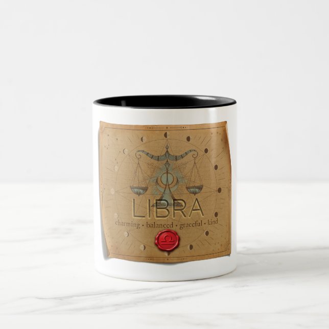 Caneca De Café Em Dois Tons Zodiac - Libra - Coffee Mug (Centro)