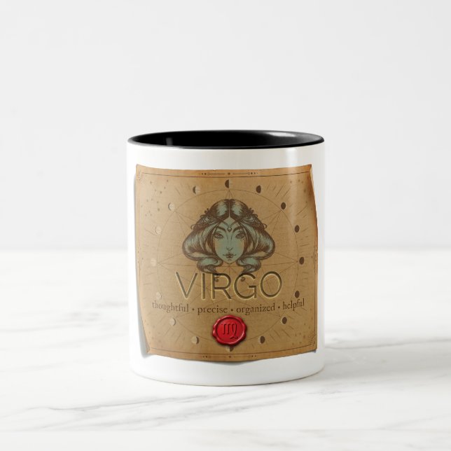 Caneca De Café Em Dois Tons Zodiac - Virgo - Coffee Mug (Centro)