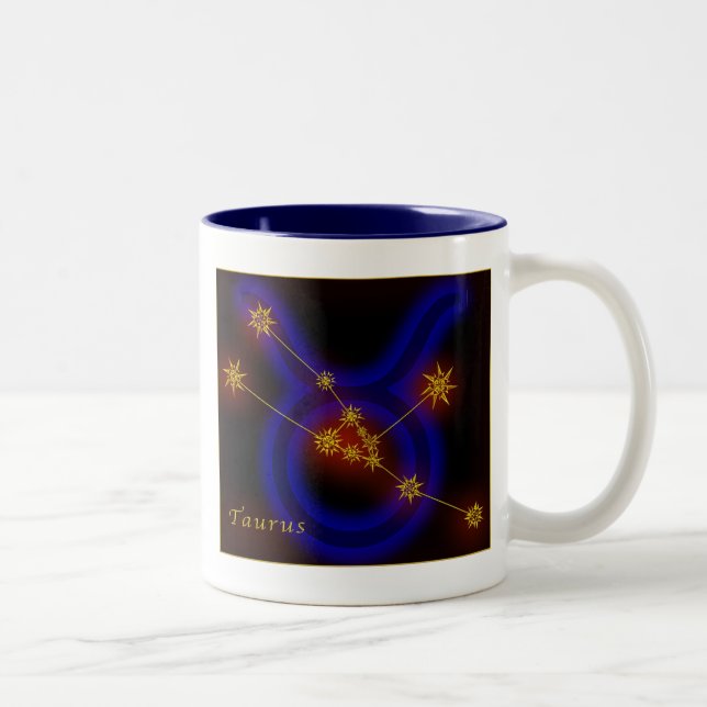 Caneca De Café Em Dois Tons Zodíaco - Taurus (Direita)