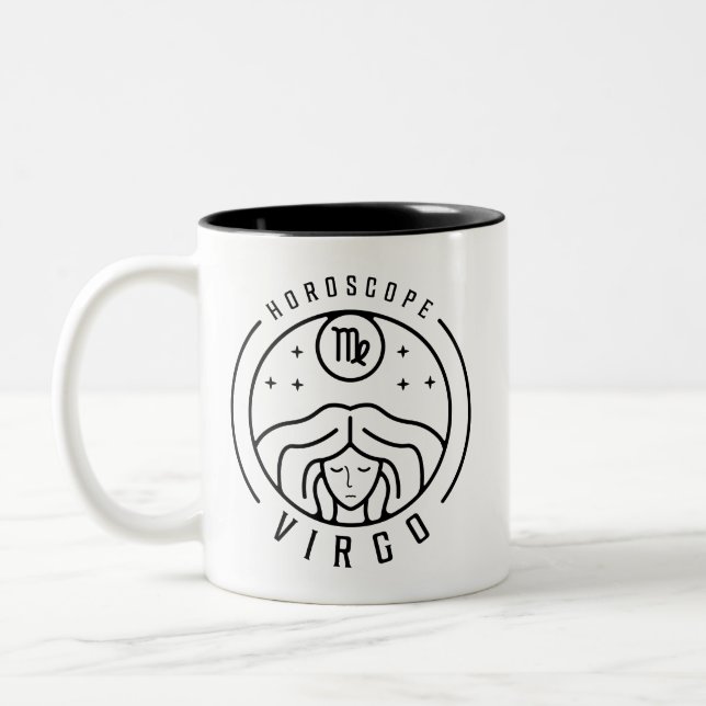 Caneca De Café Em Dois Tons Zodiodato VIRGO Horoscópio Design (Esquerda)