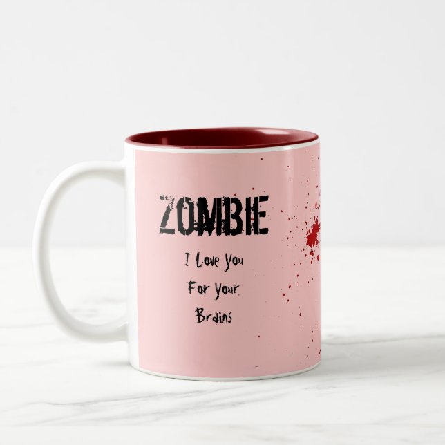 Caneca De Café Em Dois Tons Zombi: Eu te amo para seus cérebros (Esquerda)