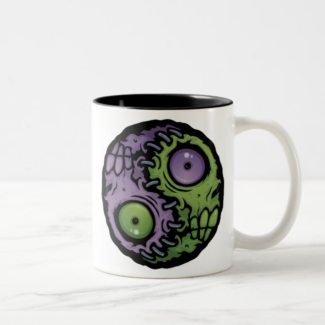 Caneca De Café Em Dois Tons Zombi Yin-Yang (Direita)