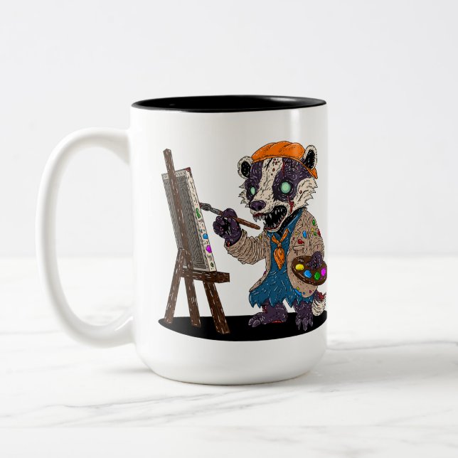Caneca De Café Em Dois Tons Zombie Badger Artist (Esquerda)