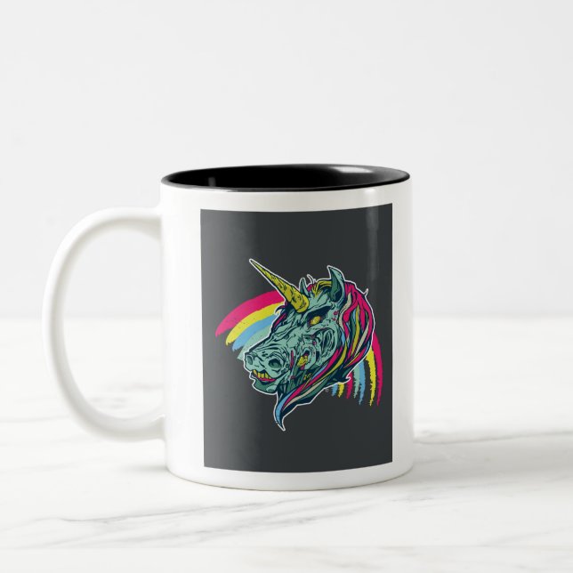 Caneca De Café Em Dois Tons Zombie Unicorn (Esquerda)