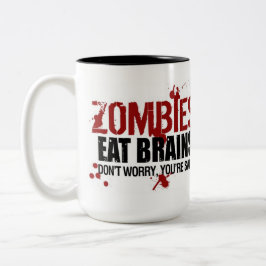 CANECA DE CAFÉ EM DOIS TONS ZOMBIES COMEM CÉREBROS