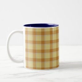 Caneca De Café Em Dois Tons Zumbi e Xadrez de Cobre Bege