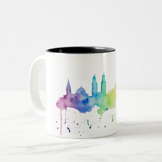Caneca De Café Em Dois Tons Zurich Skyline rainbow