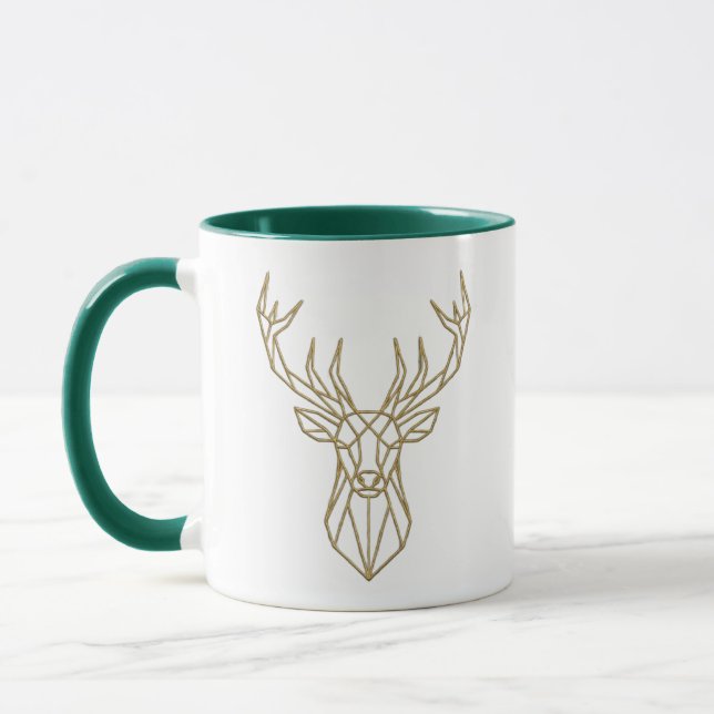 Caneca de Café em Duas Cores com Veado Geométrico  (Esquerda)