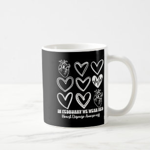 Caneca De Café Em Fevereiro Usamos Vermelho Conscientização sobre