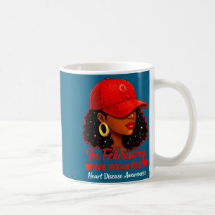 Caneca De Café Em fevereiro usamos vermelho mulheres negras doenç