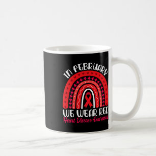 Caneca De Café Em fevereiro Vestimos o Red Rainbow - Doença Cardí