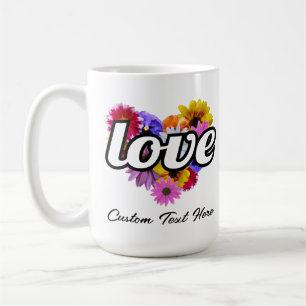 Caneca De Café Em Flor - Amor com Buquê em Forma de Coração