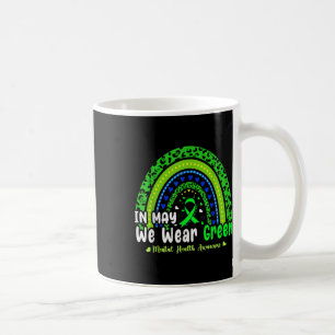 Caneca De Café Em maio, Vestimos a Saúde Mental Verde Leopardo Ra