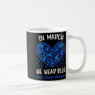 Caneca De Café Em março use laço azul conscientização câncer de c