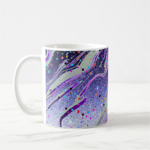Caneca de café em mármore com purpurina roxa