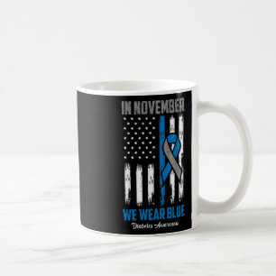 Caneca De Café Em Novembro Vestimos Blue Usa Flag Diabetes Awaren