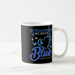 Caneca De Café Em novembro Vestimos Diabetes de Borboleta Azul