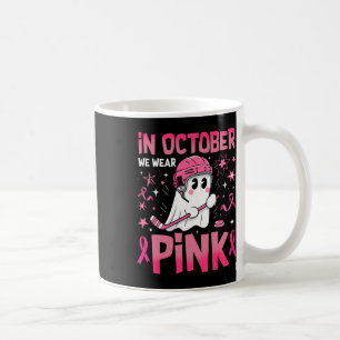 Caneca De Café Em Outubro Nós Usamos Hockey Fantasma Rosa Câncer