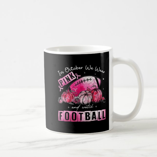 Caneca De Café Em outubro, Vestimos Awa, Cancer de futebol rosa (Direita)
