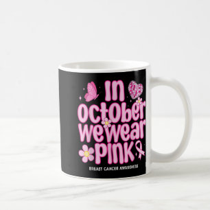 Caneca De Café Em outubro Vestimos Cancer De Mama Retro-Disco Ros