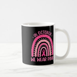 Caneca De Café Em outubro Vestimos Cancer de peito rosa-boho-arco