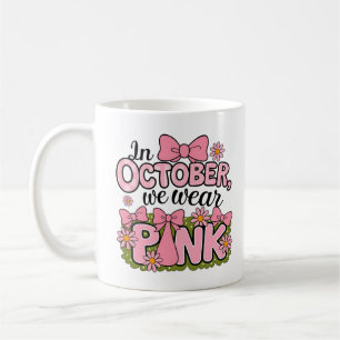Caneca De Café Em outubro vestimos design cor-de-rosa