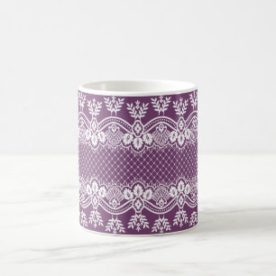 Caneca de Café em Renda Floral Vintage Elegante