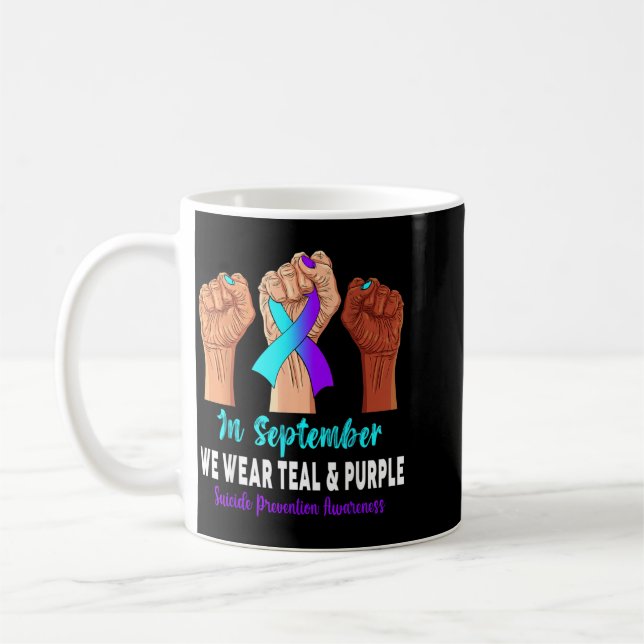 Caneca De Café Em Setembro Usamos Fita Roxa Teal Prevenção (Esquerda)