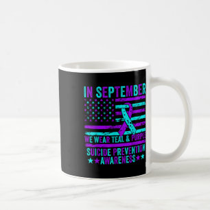 Caneca De Café Em setembro, use azul-turquesa e roxo Prevenção ao