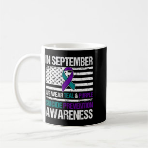 Caneca De Café Em setembro use Verde Teal Roxo Prevenção ao Suicí