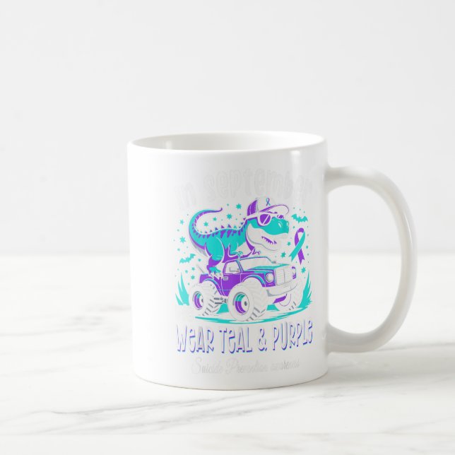 Caneca De Café Em Setembro Vestimos Teal E Rex Dinosau (Direita)