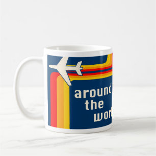 Caneca De Café em todo o mundo listras retros do avião