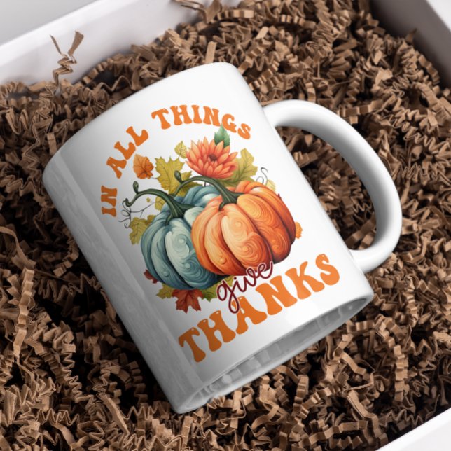Caneca De Café "Em Tudo Isso, Giveobrigada" Queda Ação de Graças (Criador carregado)