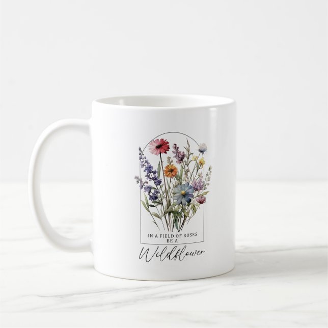 Caneca De Café Em um campo de Rosas, ser monograma personalizado  (Esquerda)