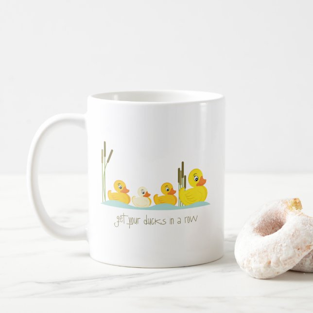 Caneca De Café Em Uma Linha (Com Donut)