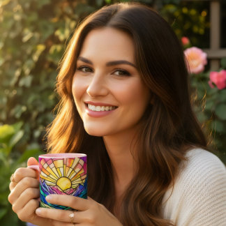 Caneca de café em vidro colorido paisagem presente