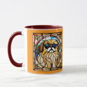 Caneca de café em vitral de Pequim fofa